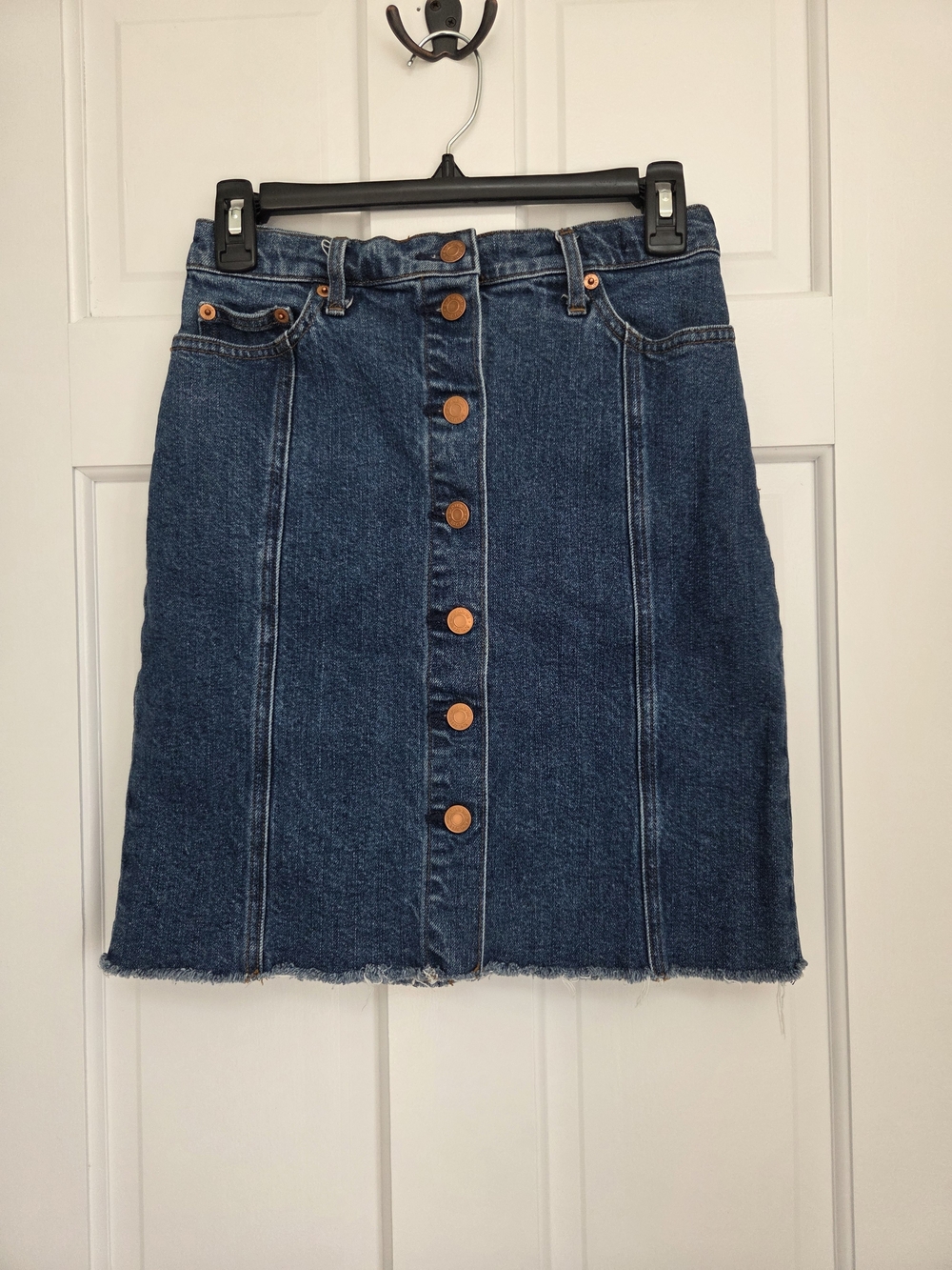 GAP Dark Blue Denim Button-Front Mini Skirt